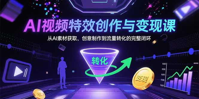 AI视频特效创作与变现课：从AI素材获取、创意制作到流量转化的完整闭环-聚合资源