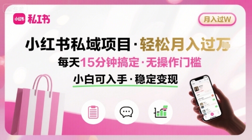 小红书私域项目 月入过W非常轻松 每天15分钟即可搞定,无任何操作门槛,小白可入手-聚合资源