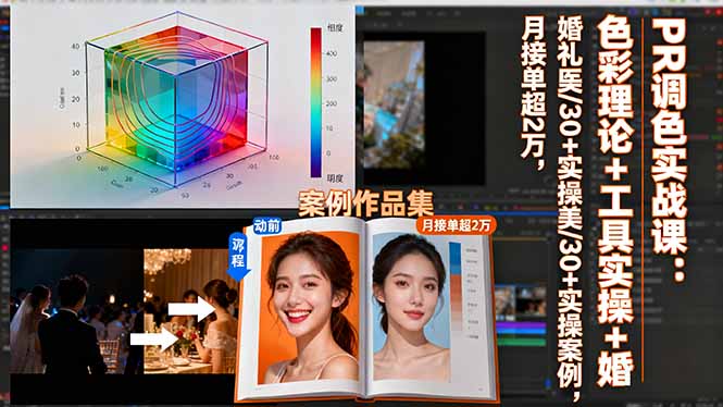 PR调色实战课：色彩理论+工具实操+婚礼医美/30+实操案例，月接单超2万-聚合资源