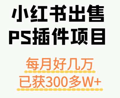 小红书出售PS插件项目，每月都收入好几万，长期操作已获利300多W+-聚合资源