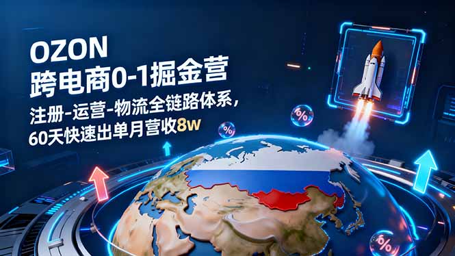 OZON跨境电商0-1掘金营:注册-运营-物流全链路体系,60天快速出单月营收8w-聚合资源