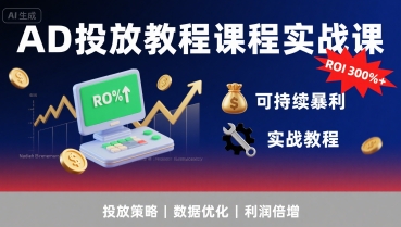AD投放教程课程实战课,实现广告ROI300%+可持续暴利-聚合资源