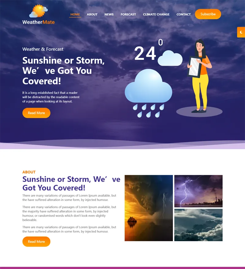 HTML响应式天气预报网站源码-聚合资源