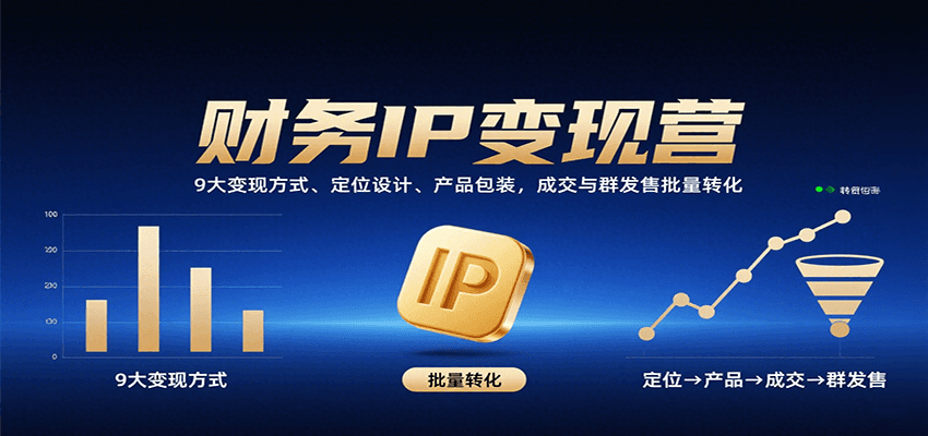 财务IP变现营：9大变现方式、定位设计、产品包装，成交与群发售批量转化-聚合资源