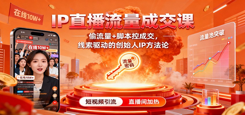 IP直播流量成交课：偷流量+脚本控成交，线索驱动的创始人IP方法论-聚合资源