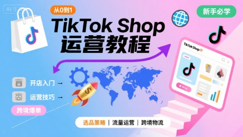 TikTok Shop从0到1运营教程，TikTok跨境电商新手必学课程-聚合资源