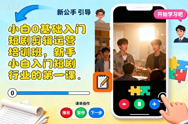 小白0基础入门短剧剪辑运营培训班,新手小白入门短剧行业的第一课-聚合资源