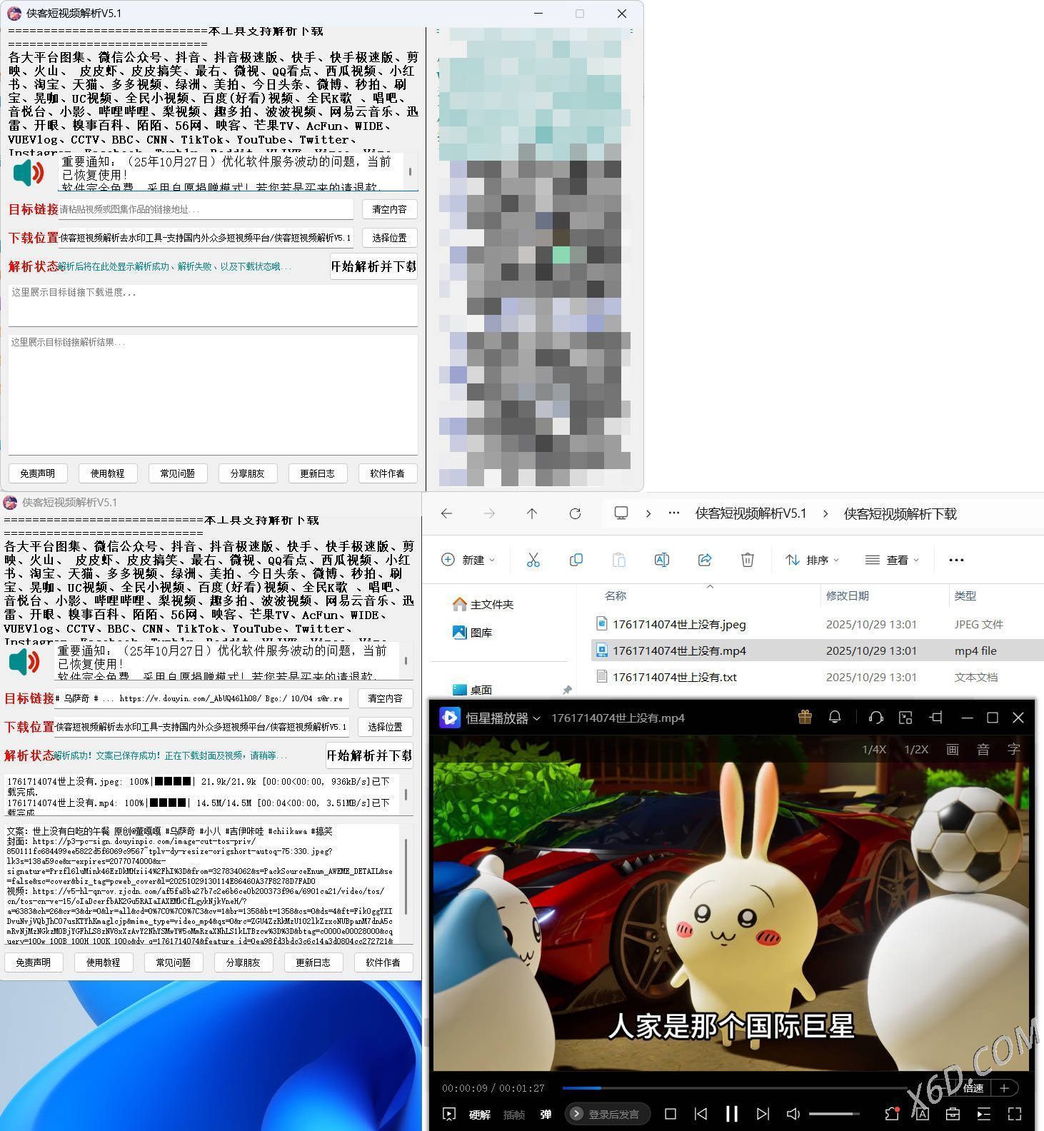 侠客多平台短视频解析去水印工具 V5.1-聚合资源