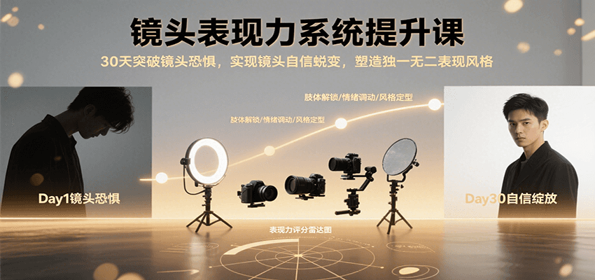 镜头表现力系统提升课，30天突破镜头恐惧实现自信蜕变，塑造独一无二表现风格-聚合资源