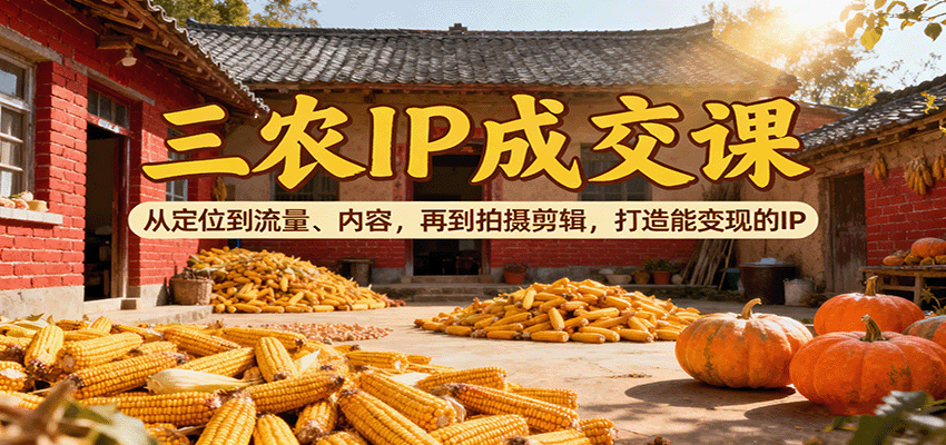 三农IP成交课:从定位到流量、内容,再到拍摄剪辑,打造能变现的IP-聚合资源