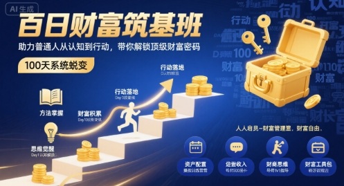 百日财富筑基班，助力普通人从认知到行动，带你解锁顶级财富密码-聚合资源