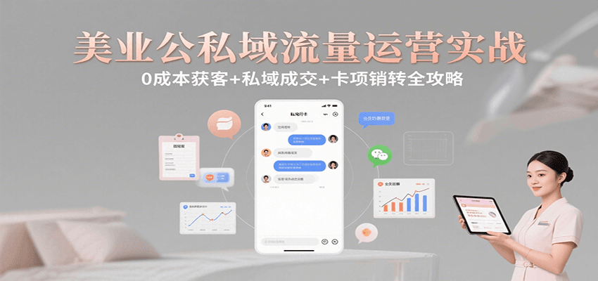美业公私域流量运营实战:0成本获客+私域成交+卡项销转全攻略-聚合资源