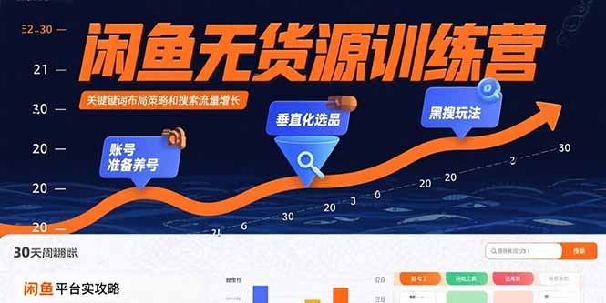 闲鱼无货源训练营:账号准备养号/垂直化选品/黑搜玩法,0基础30天盈利指南-聚合资源