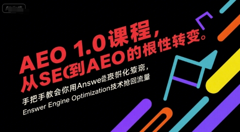 AEO 1.0 课程,从SEO到AE0的基命性转变,手把手教会你用AnswerEngineOptimization技术抢回流量(更新)-聚合资源
