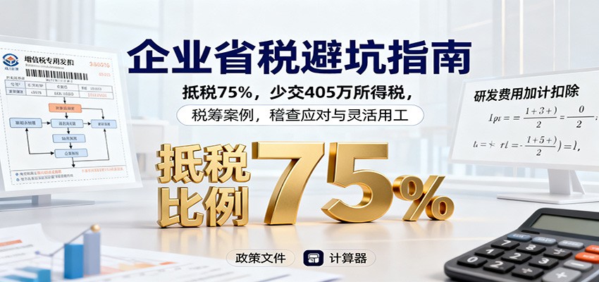企业省税避坑指南:抵税75%,少交405万所得税,税筹案例,稽查应对与灵活用工-聚合资源