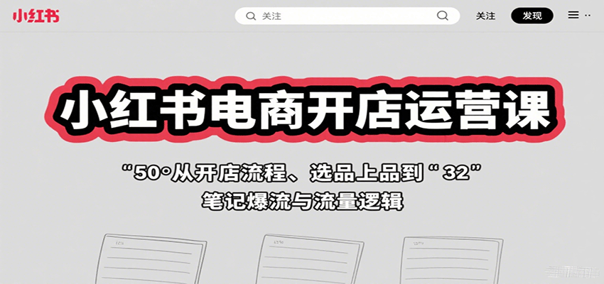 小红书电商开店运营课：从开店流程、选品上品到笔记爆流与流量逻辑-聚合资源