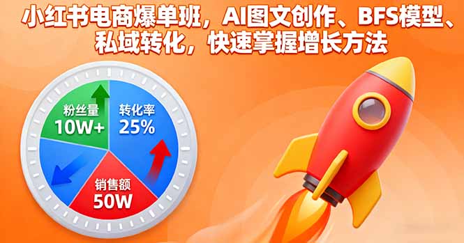 小红书电商爆单班，AI图文创作、BFS模型、私域转化，快速掌握增长方法-聚合资源