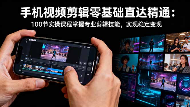 手机视频剪辑零基础直达精通:100节实操课程掌握专业剪辑技能,实现稳…-聚合资源