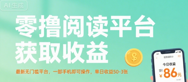 零撸阅读平台获取收益，最新无门槛平台，一部手机即可操作，单日收益50-3张【揭秘】-聚合资源