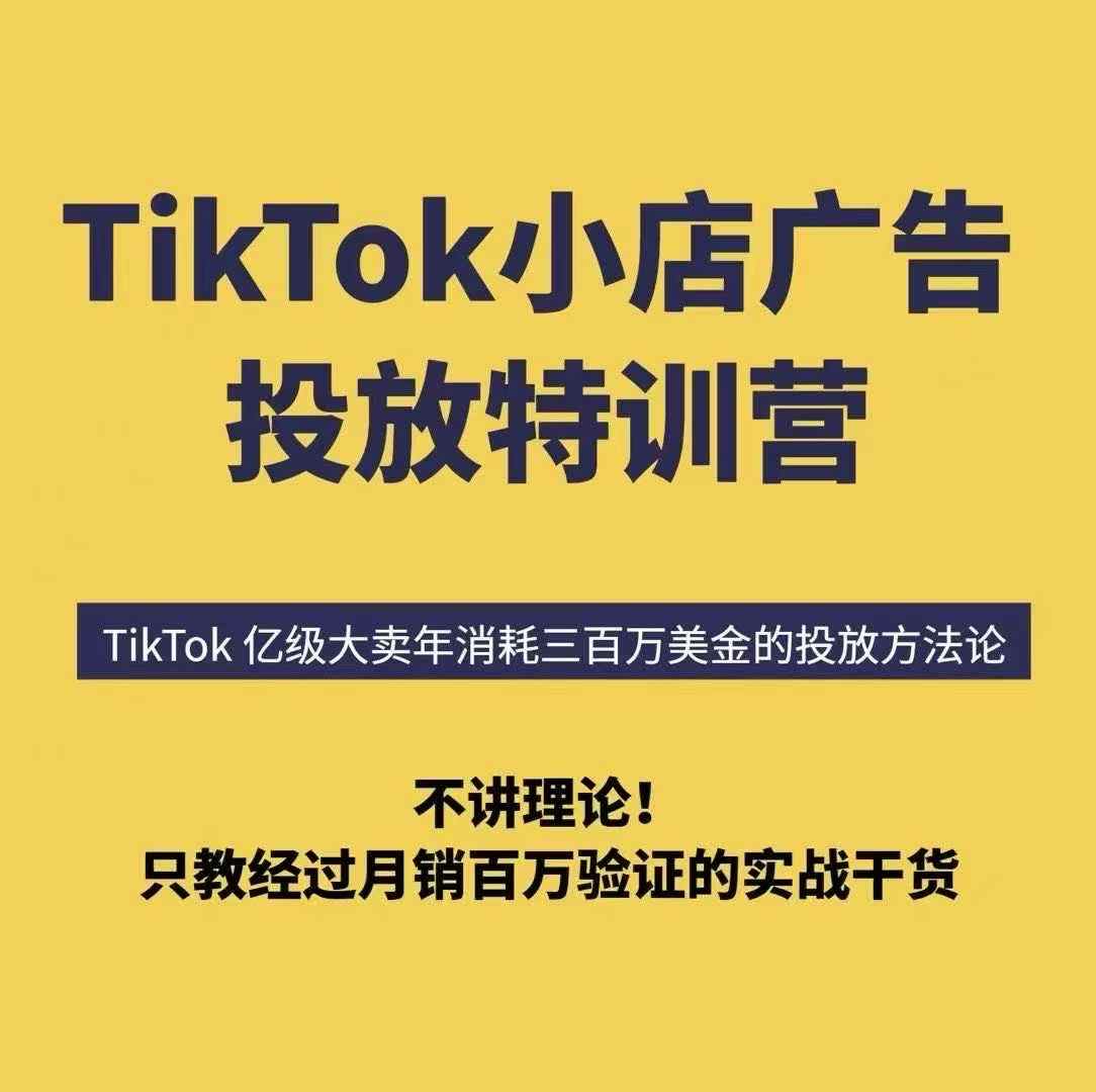 TikTok小店广告投放特训营，6天破局计划专治各种“投不动”，教你经过月销百万验证的实战干货-聚合资源