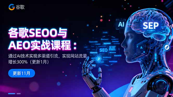 谷歌SEO与AEO实战课程:通过AI技术实现多渠道引流,实现网站流量增长300%-聚合资源