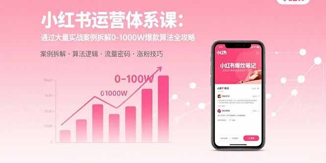 小红书运营体系课:通过大量实战案例拆解0-1000W爆款算法全攻略-聚合资源