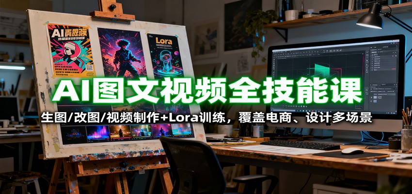 AI图文视频全技能课:生图/改图/视频制作+Lora训练,覆盖电商 、设计多场景-聚合资源