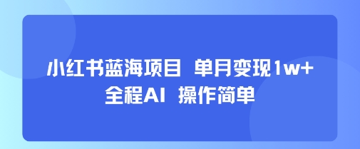 小红书蓝海项目 单月变现1w+ 全程AI 操作简单-聚合资源