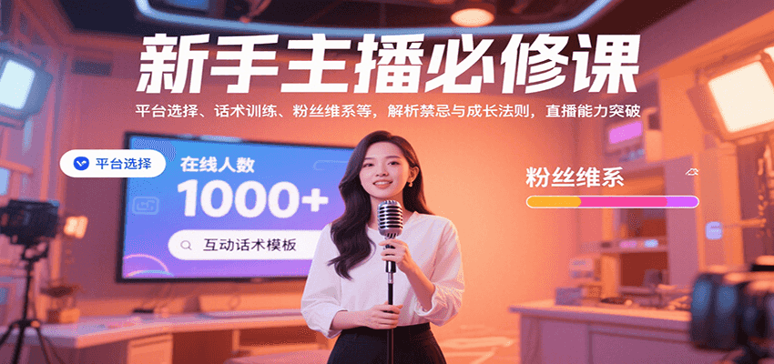 新手主播必修课:平台选择、话术训练、粉丝维系等,解析禁忌与成长法则,突破直播能力-聚合资源