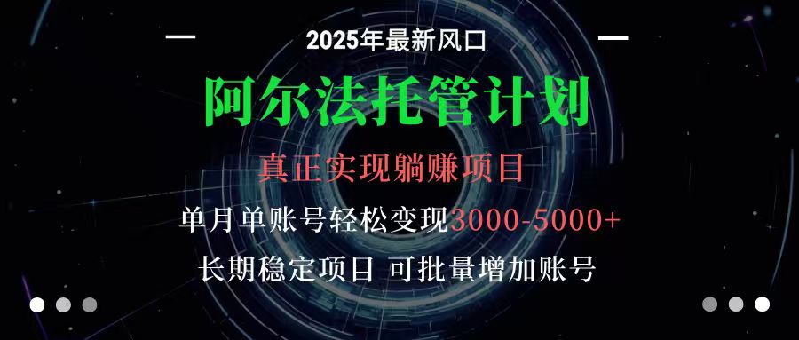 阿尔法托管计划 单账号月入3000-5000，长期稳定项目，新手小白轻松上手-聚合资源