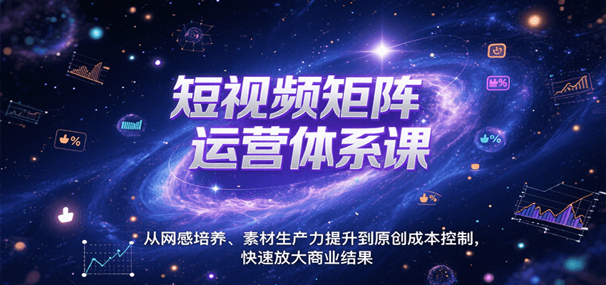 短视频矩阵运营体系课，从网感培养、素材生产力提升到原创成本控制，快速放大商业结果-聚合资源
