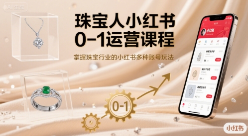 珠宝人小红书0-1运营课程,掌握珠宝行业的小红书多种账号玩法-聚合资源