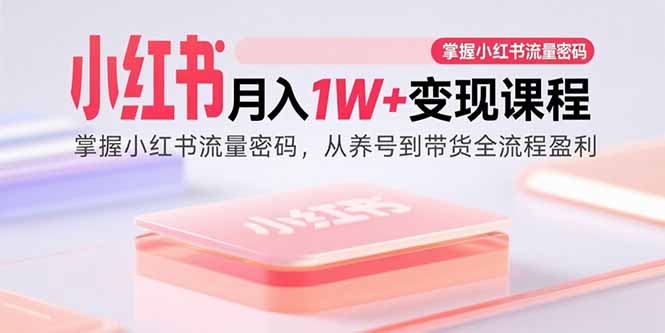 小红书月入1W+变现课程：掌握小红书流量密码，从养号到带货全流程盈利-聚合资源