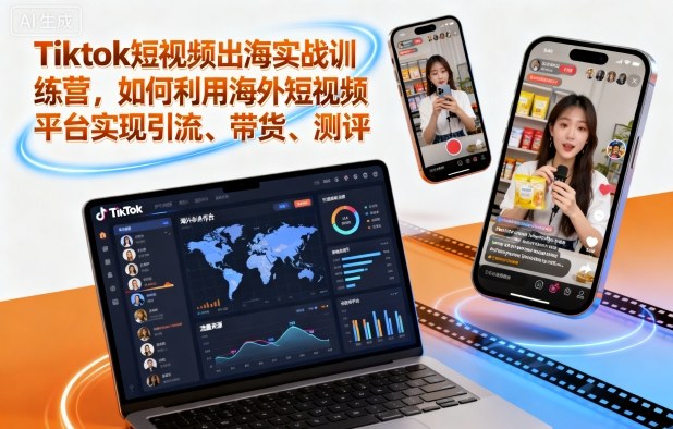 Tiktok短视频出海实战训练营,如何利用海外短视频平台实现引流、带货、测评-聚合资源
