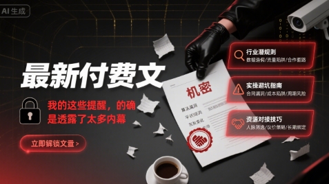 最新付费文:我的这些提醒,的确是透露了太多内幕-聚合资源