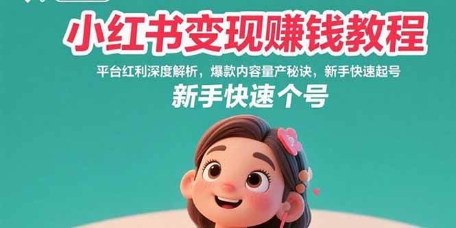 （15559期）小红书变现赚钱教程：平台红利深度解析，爆款内容量产秘诀，新手快速起号-聚合资源