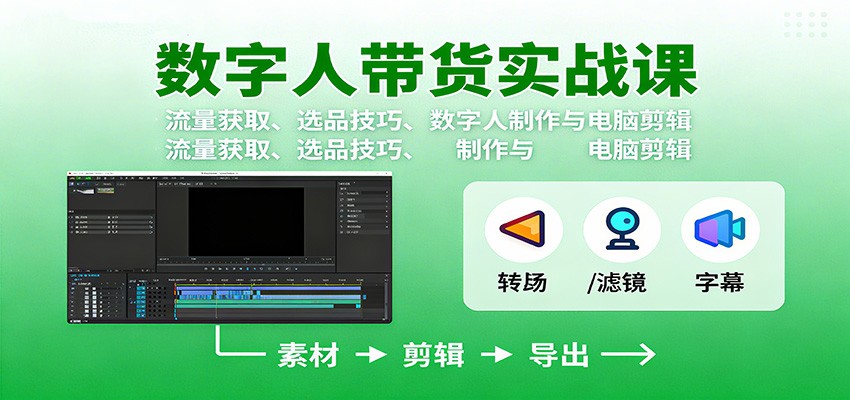 数字人变现实战课:流量获取、选品技巧、数字人制作与电脑剪辑-聚合资源