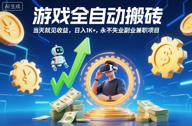 游戏全自动搬砖,当天就见收益,日入1K+,永不失业副业兼职项目【揭秘】-聚合资源