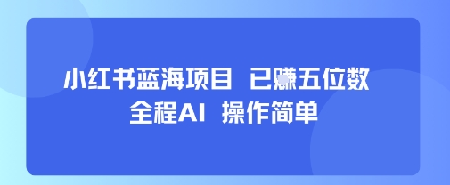 小红书蓝海项目，全程AI，操作简单，已挣五位数-聚合资源