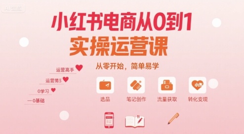小红书电商从0到1实操运营课，从零开始，简单易学-聚合资源