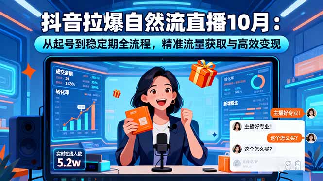 抖音拉爆自然流直播10月：从起号到稳定期全流程，精准流量获取与高效变现-聚合资源