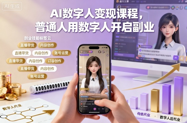 AI数字人变现课程,普通人用数字人开启副业-聚合资源