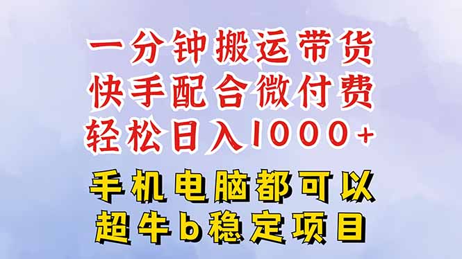 快手黑科技一分钟搬运带货，一刀不剪过原创，微付费投流玩法，轻松日入…-聚合资源