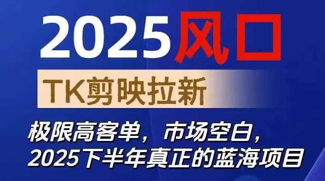 2025风口TK剪映capcut拉新项目,极限高客单,市场空白,2025下半年真正的蓝海项目-聚合资源