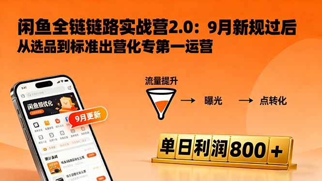 闲鱼变现课3.0：掌握链接优化、流量提升、商业变现，单日利润800+-聚合资源