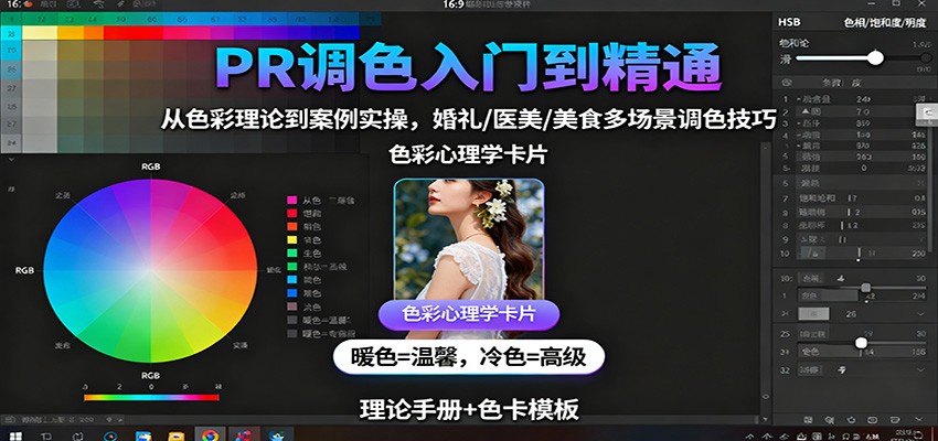 PR调色入门到精通:从色彩理论到案例实操,婚礼/医美/美食多场景调色技巧-聚合资源