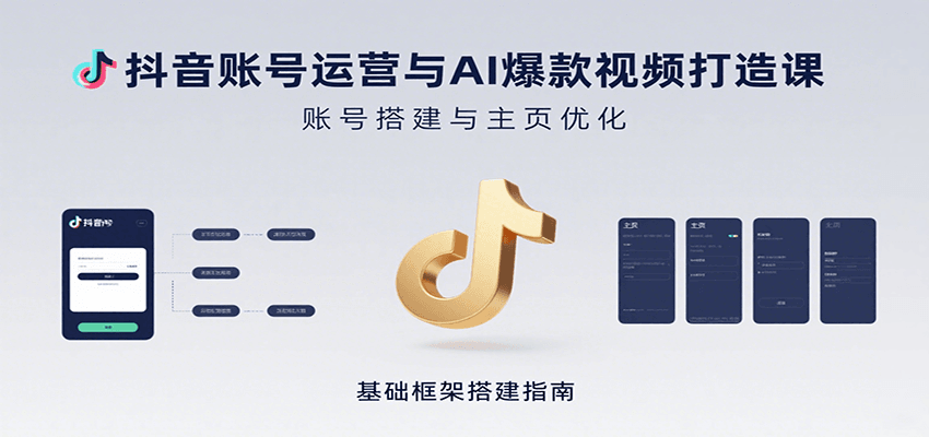 抖音账号运营与AI爆款视频打造课：含账号搭建、运营及多种AI特效视频制作方法-聚合资源