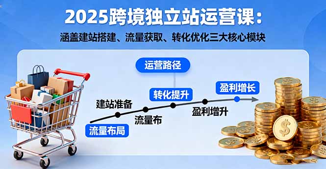 2025跨境独立站运营课：涵盖建站搭建、流量获取、转化优化三大核心模块-聚合资源
