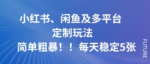 小红书、闲鱼及多平台定制玩法简单粗暴!每天稳定5张-聚合资源