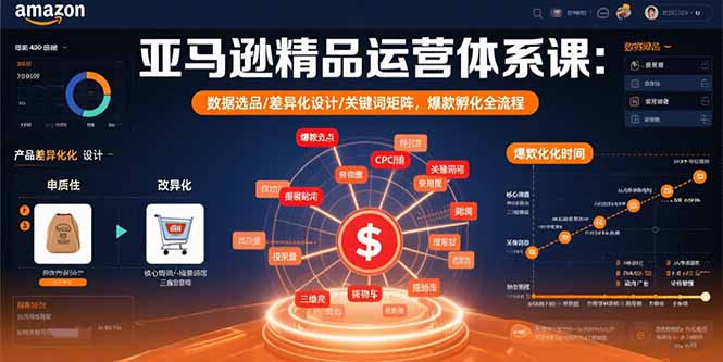 亚马逊精品运营体系课：数据选品/差异化设计/关键词矩阵，爆款孵化全流程-聚合资源